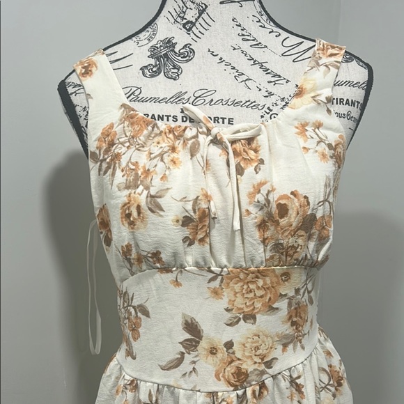 Monteau Los Angeles Women's Floral Boho Maxi Dress Cream L - Picture 12 of 16